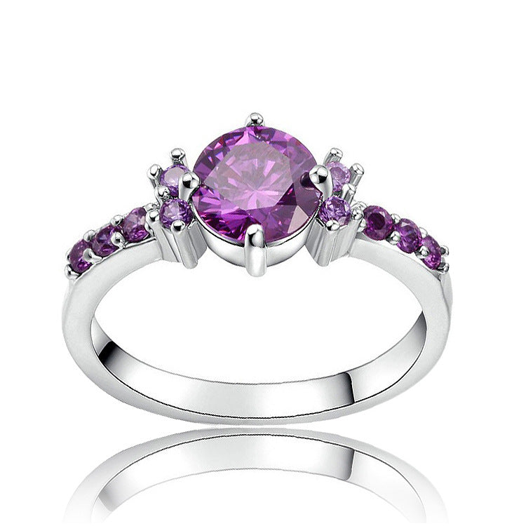 CiNily Violet Filled Finger Rings With Stone Silver Plated Purple Lilac Luxury Summer Cute Romance Fully-Jewelled Woman Girls CiNily Violet Filled Finger Rings With Stone Silver Plated Purple Lilac Luxury Summer Cute Romance Fully-Jewelled Woman Girls